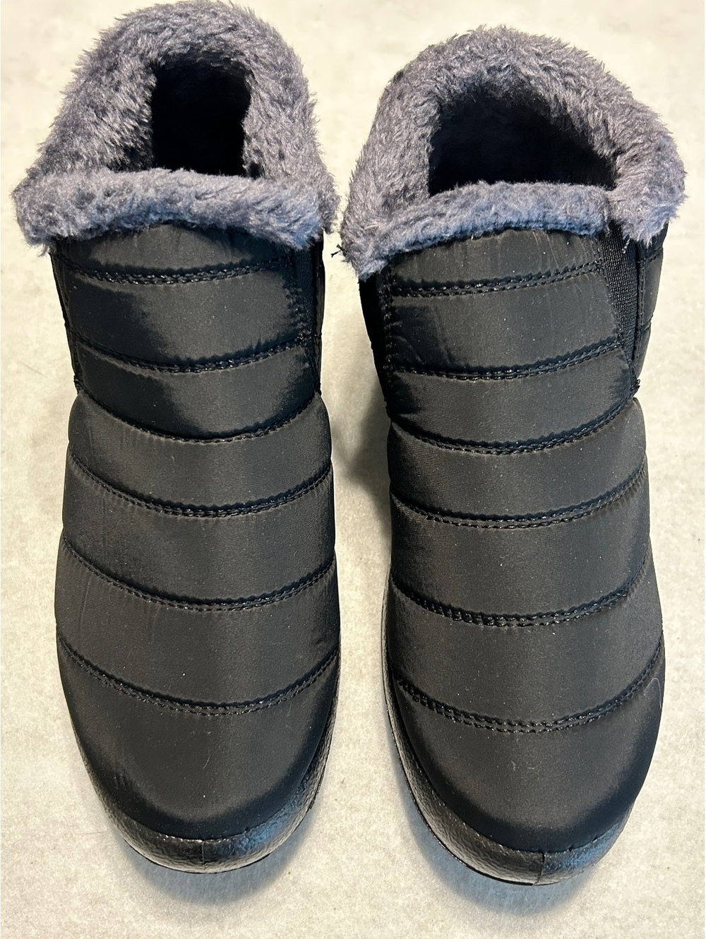 Go Black Quilted Winter Ankle Boots with Faux Fur Lining